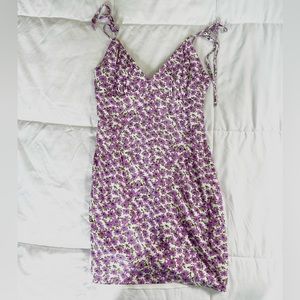 Purple Floral Bodycon Fit Boutique Dress